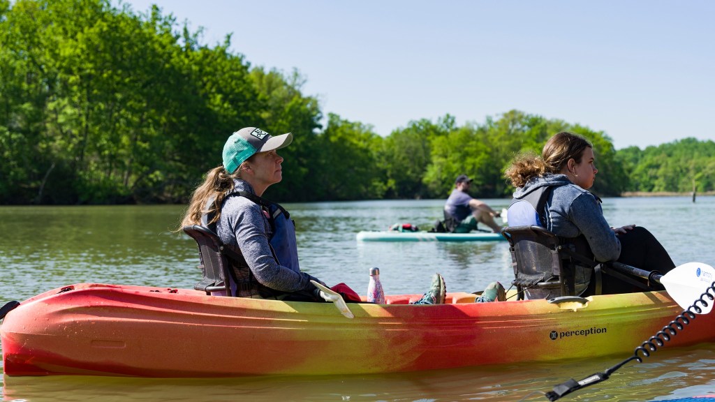 a group of people riding on the back of a boat