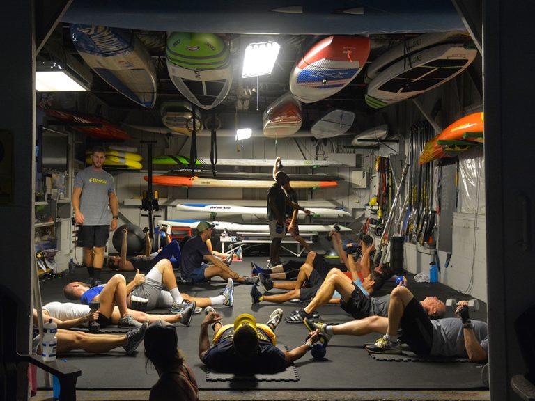 a group of people in a store
