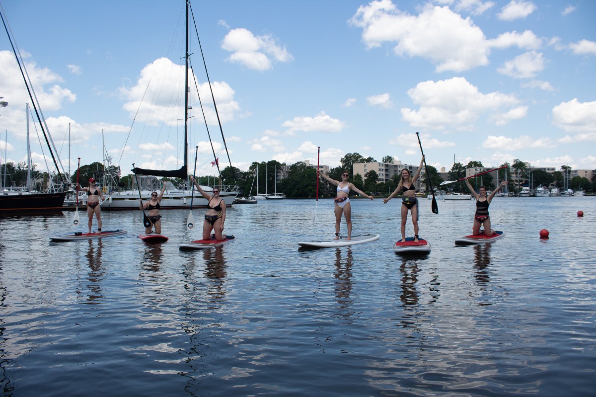 Bach Party on the Water Bachelorette Paddleboarding Party of Six Ladies on the Ocean