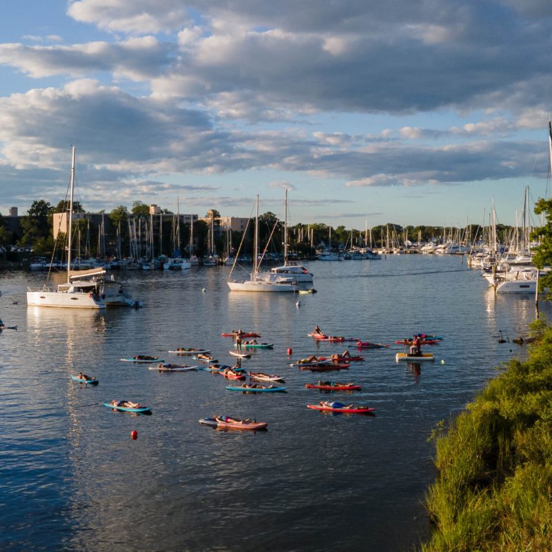 a small boat in a body of water