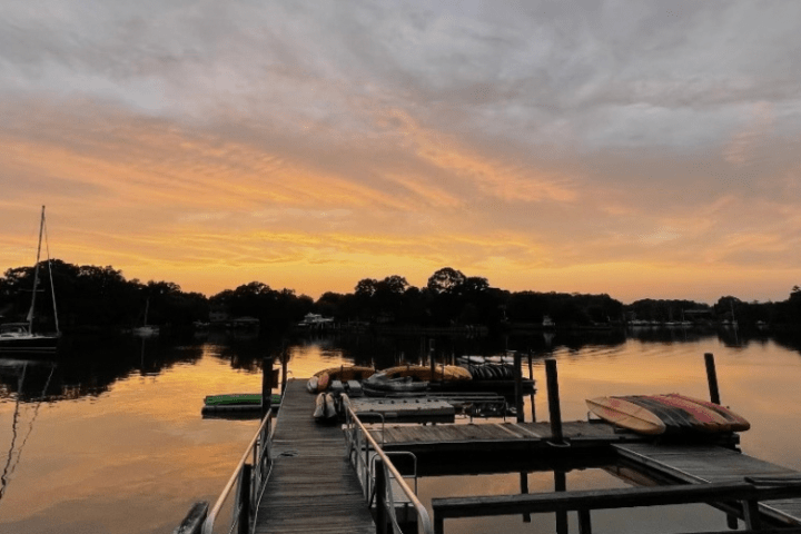 a sunset over a body of water